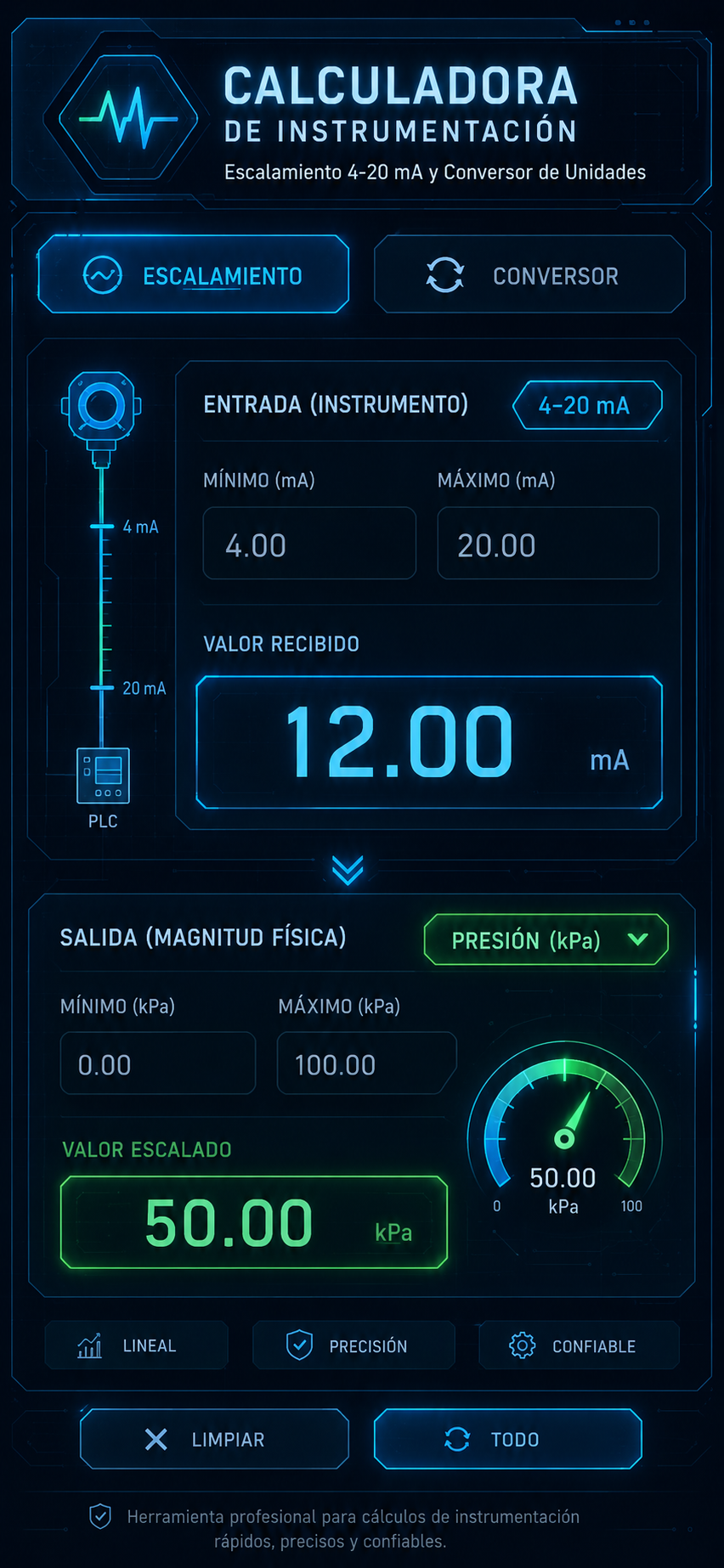 Calculadora de Instrumentación